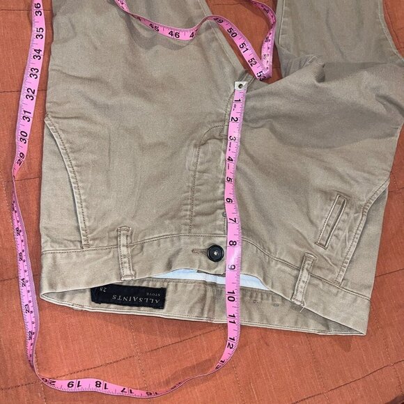 All Saints Mens Stove Khaki Slim-Fit Chino Pants 28 - Picture 7 of 10